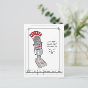 Art Deco Microphone and Transmitter QSL Postcard