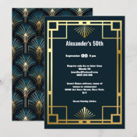 Art deco minimalist plain blue gold gatsby theme