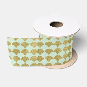art deco,mint,gold,pattern,scallop,trendy,vintage, satin ribbon