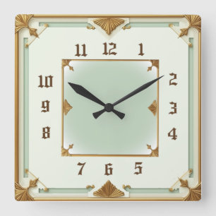Art Deco Mint Square Wall Clock