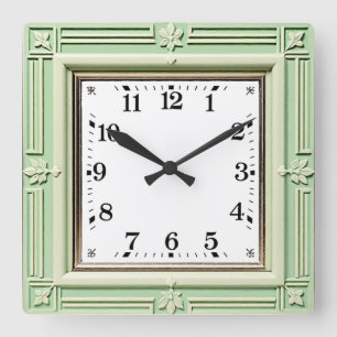 Art Deco Mint Square Wall Clock