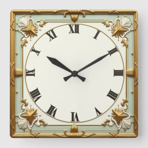 Art Deco Mint Square Wall Clock