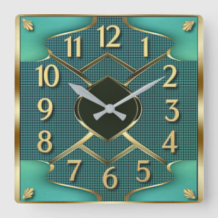Art Deco Mint Square Wall Clock