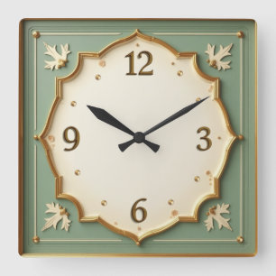 Art Deco Mint Square Wall Clock