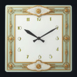 Art Deco Mint Square Wall Clock<br><div class="desc">Great clock design. You will love it like others. Be free to use this design for other product you like or to customise and add your text. Follow me for more. Thank you. Have a nice day.</div>