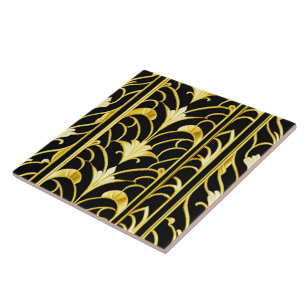 Art Deco Modern Black Gold Collection Tile