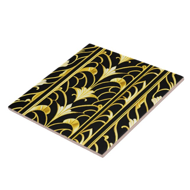 Art Deco Modern Black Gold Collection Tile (Side)