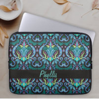 Art Deco Modern Black Turquoise Name Personalised