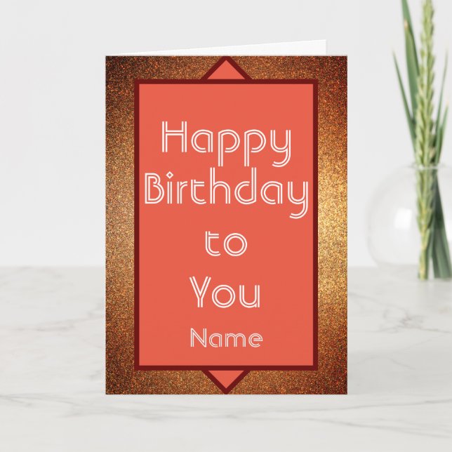 Art Deco Modern Gold Happy Birthday Card (Front)