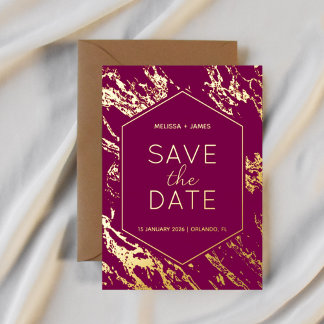 Art Deco Modern Hexagon Wedding Save the Date
