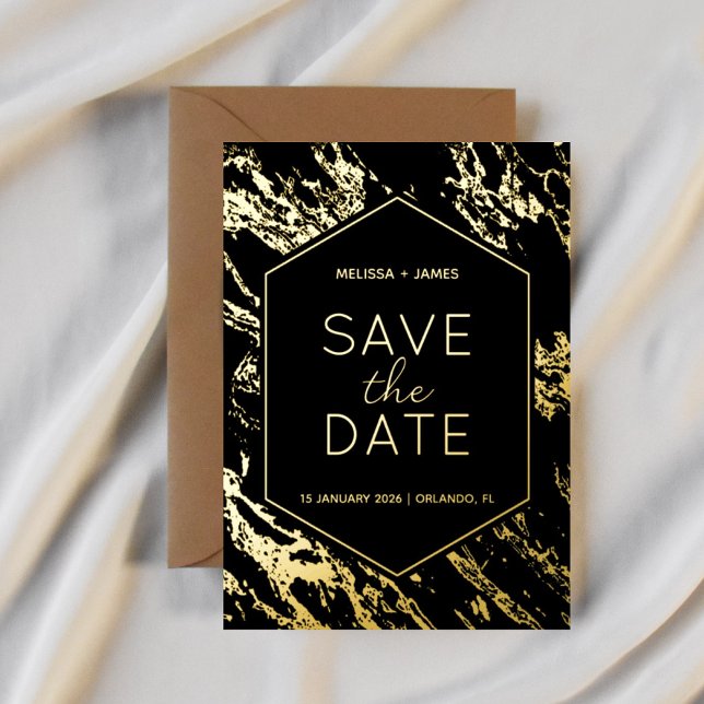 Art Deco Modern Hexagon Wedding Save the Date (Creator Uploaded)