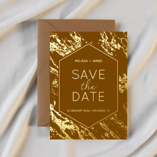 Art Deco Modern Hexagon Wedding Save the Date