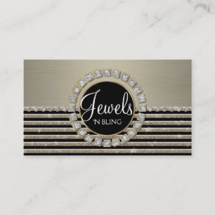 Art Deco Modern Horizontal Stripe Glitter Business Business Card