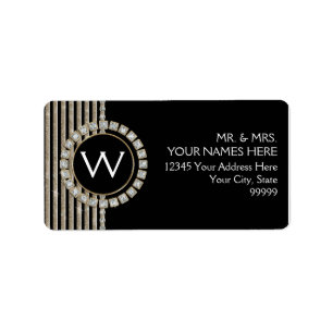 Art Deco Modern Horizontal Stripe Glitter Look Label