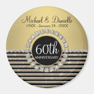 Art Deco Modern Horizontal Stripe Glitter Look Magnet