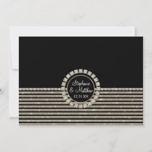 Art Deco Modern Horizontal Striped Wedding Set Invitation