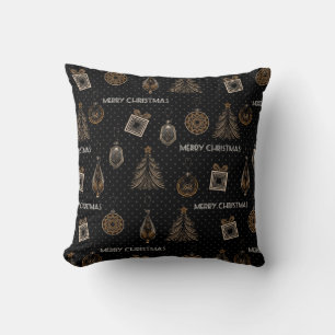 Art deco modern ornamental decor vintage black gol cushion