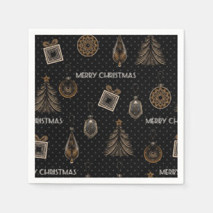 Art deco modern ornamental decor vintage black gol napkin