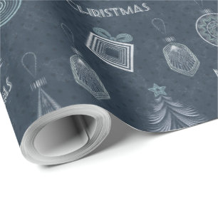 Art deco modern ornamental decor vintage navy retr wrapping paper