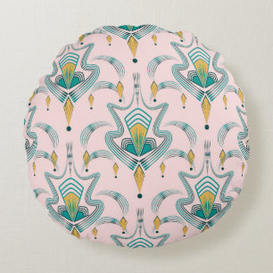 Art deco modern pattern graphic ornament. Abstract Round Cushion