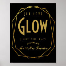 Art Deco Modern style Let love glow wedding party