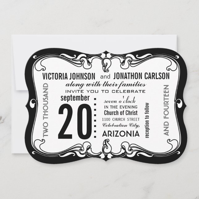 Art Deco Modern Wedding Invite (Front)