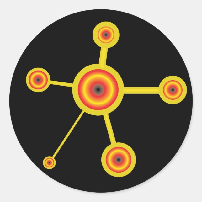 Art Deco Molecule with Sunburst Classic Round Sticker (Front)