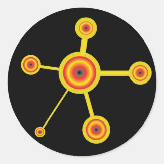 Art Deco Molecule with Sunburst Classic Round Sticker