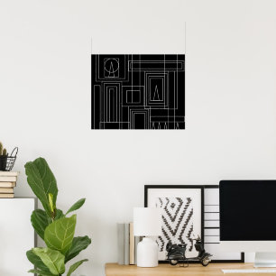 Art Deco Monochrome Print Poster