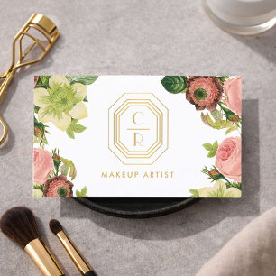 Art Deco Monogram Bridal Makeup Artist Business Card
