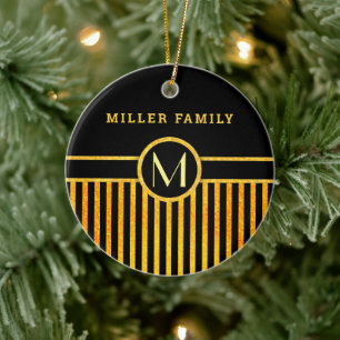 Art deco monogram ceramic tree decoration