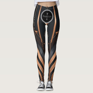 Art Deco Monogram Circle Name Design Leggings