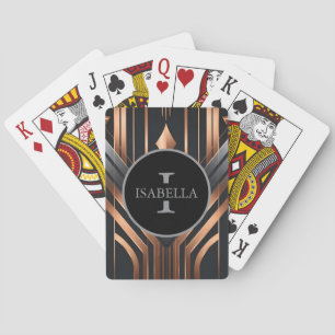 Art Deco Monogram Circle Name Design Playing Cards