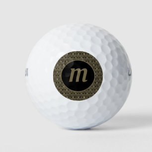 Art Deco Monogram Gold Black Golf Balls