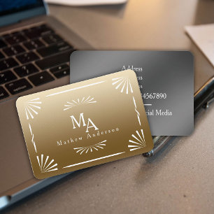 Art Deco Monogram Gold Personal Business Card