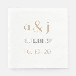 Art Deco Monograms Wedding Paper Napkins