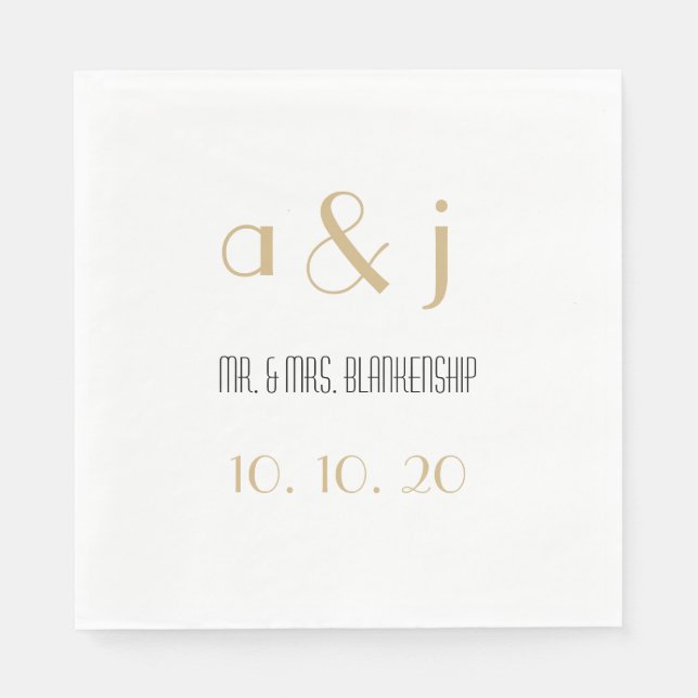 Art Deco Monograms | Wedding Paper Napkins (Front)