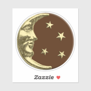 Art Deco Moon and stars - Chocolate Brown & Gold