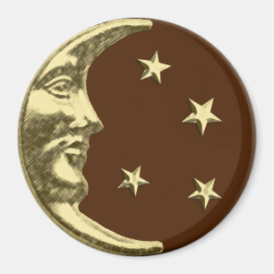 Art Deco Moon and Stars - Chocolate Brown & Gold Magnet