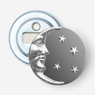 Art Deco Moon and Stars - Grey / Grey and Silver Bottle Opener