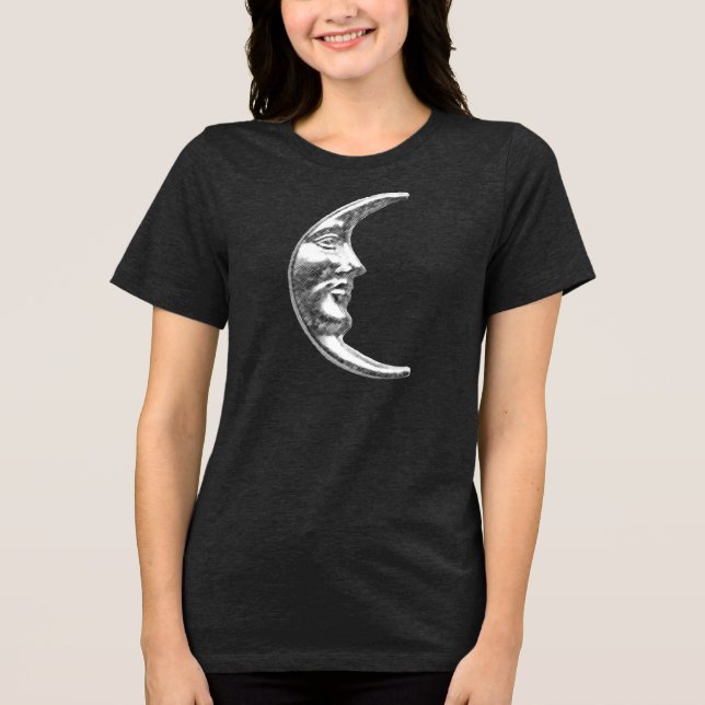 Art Deco Moon - Brushed Silver Tri-Blend Shirt (Front)