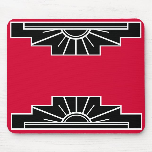 Art Deco Motif in B&W and Red Mouse Pad (Front)