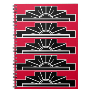 Art Deco Motif in B&W and Red Notebook