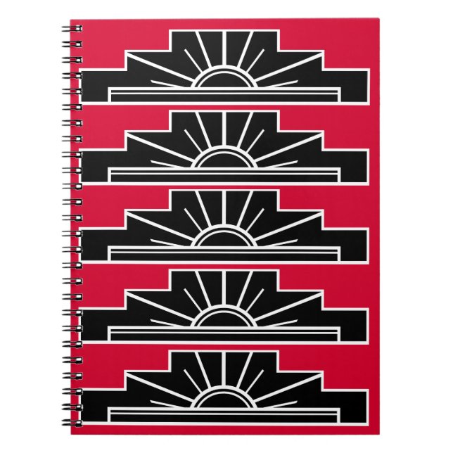 Art Deco Motif in B&W and Red Notebook (Front)
