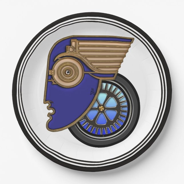 Art Deco Motorhead Paper Plate (Front)