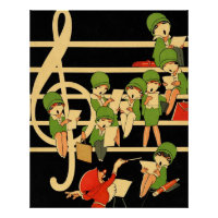 Art Deco Music Students Poster – 1920s Flappers