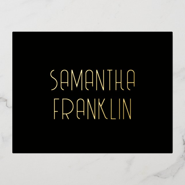 Art Deco Name Black Place Cards (Front)