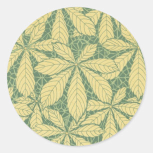 art deco nature leaves pattern art classic round sticker