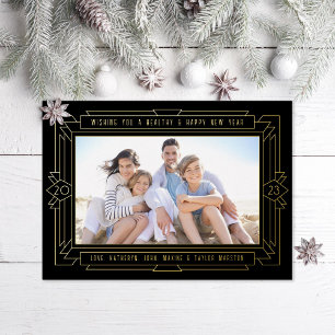 Art Deco New Year Photo Black and Gold