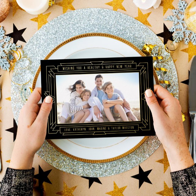 Art Deco New Year Photo Black and Gold (Creator Uploaded)